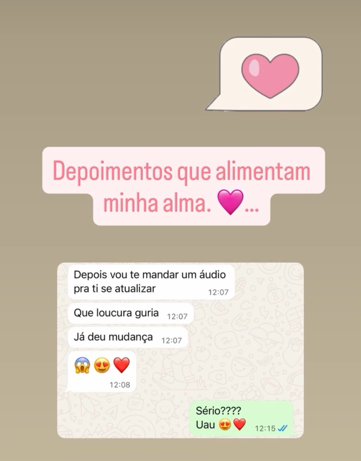 Imagem de depoimento enviada para compartilhar a experiência de atendimento